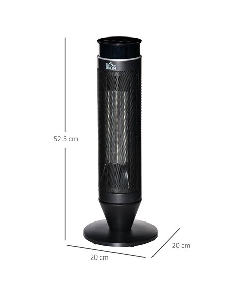 HOMCOM Ceramic Tower Indoor Space Heater 1000W/2000W with Oscillation, Remote Control, Timer, Black - pic 28574 | FastDaddyshop