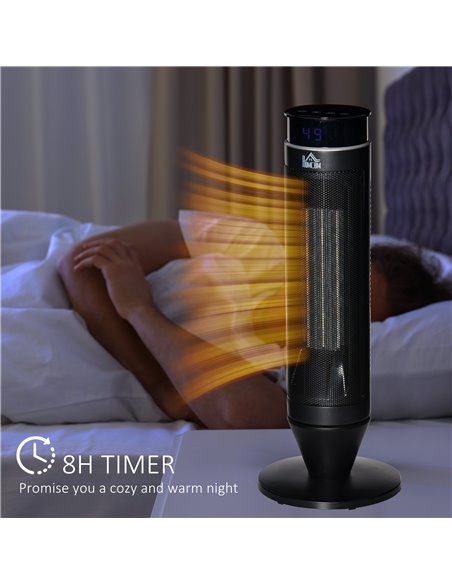 HOMCOM Ceramic Tower Indoor Space Heater 1000W/2000W with Oscillation, Remote Control, Timer, Black - pic 28578 | FastDaddyshop