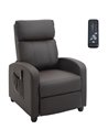 HOMCOM Recliner Sofa Chair, PU Leather Massage Armchair with Footrest and Remote Control, Brown
