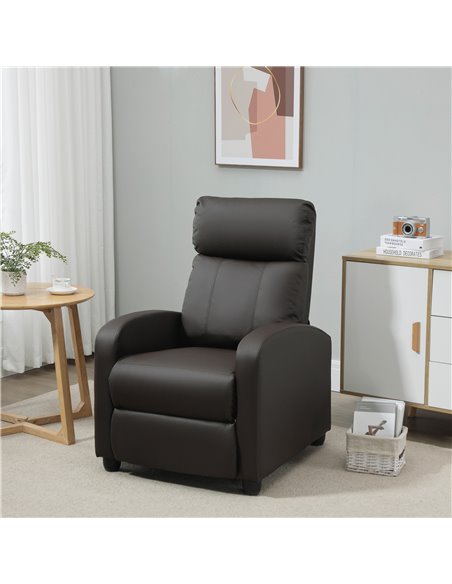 HOMCOM Recliner Sofa Chair, PU Leather Massage Armchair with Footrest and Remote Control, Brown - pic 28591 | FastDaddyshop