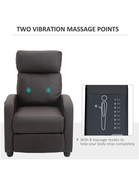 HOMCOM Recliner Sofa Chair, PU Leather Massage Armchair, Brown 700-143V70BN - pic 28593 | FastDaddyshop