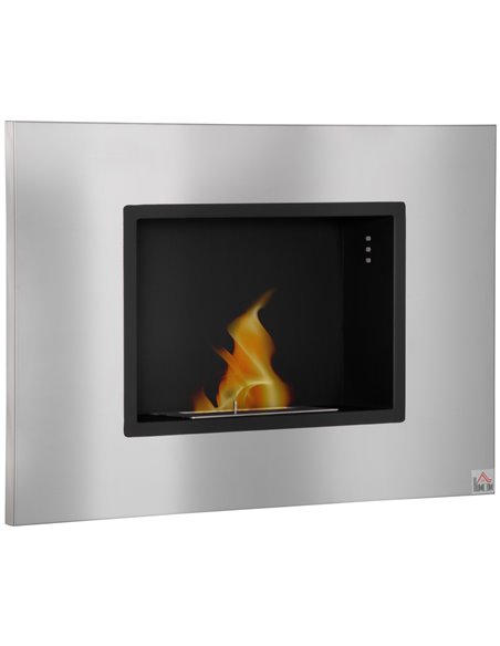 HOMCOM Wall Mounted Ethanol Fireplace with 1.5L Tank, 3 Hour Burning Time, Silver - pic 28653 | FastDaddyshop