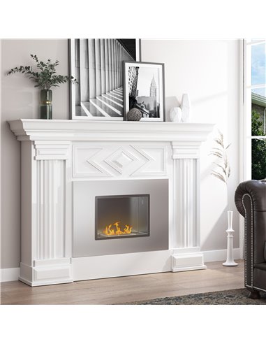 HOMCOM Wall Mounted Ethanol Fireplace with 1.5L Tank, 3 Hour Burning Time, Silver