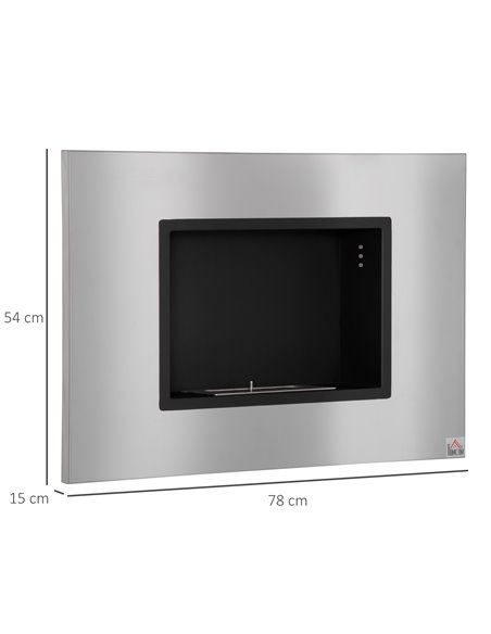 HOMCOM Wall Mounted Ethanol Fireplace with 1.5L Tank, 3 Hour Burning Time, Silver - pic 28655 | FastDaddyshop