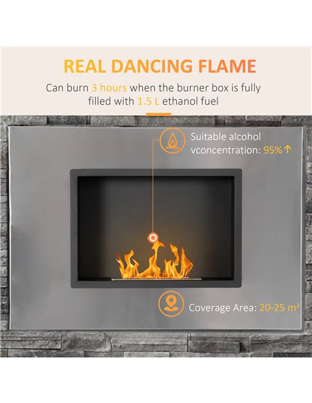 HOMCOM Wall Mounted Ethanol Fireplace with 1.5L Tank, Silver 820-328V00SR - pic 28656 | FastDaddyshop
