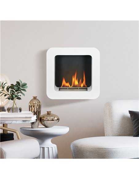 HOMCOM Wall Mounted Ethanol Fireplace with 1L Tank, 2.5 Hour Burning Time, White - pic 28663 | FastDaddyshop