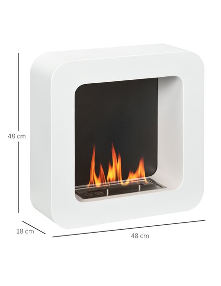 HOMCOM Wall Mounted Ethanol Fireplace with 1L Tank, 2.5 Hour Burning Time, White - pic 28664 | FastDaddyshop