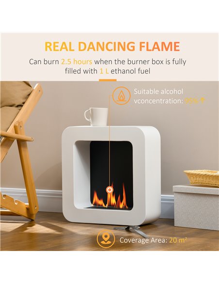 HOMCOM Wall Mounted Ethanol Fireplace with 1L Tank, White 820-326V00WT - pic 28665 | FastDaddyshop
