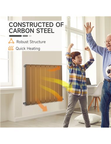 HOMCOM 60 x 60cm Single-layer Horizontal Designer Radiators, Grey 820-311V00GY