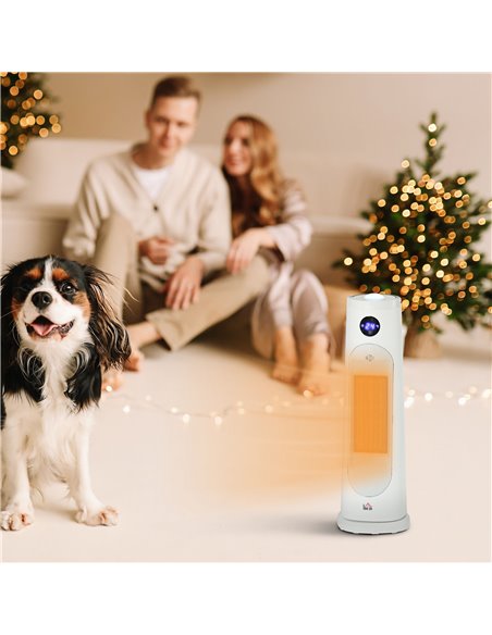 HOMCOM Electric Portable Ceramic Fan Heater with Thermostat, Timer, Overheat & Tip-over Protection, White - pic 28753 | FastDaddyshop