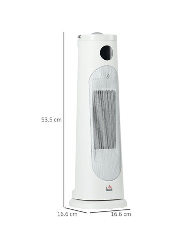 HOMCOM Electric Portable Ceramic Fan Heater with Thermostat, Timer, Overheat & Tip-over Protection, White