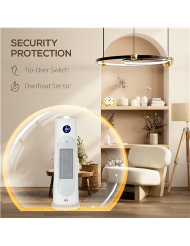 HOMCOM Electric Portable Ceramic Fan Heater, White 820-357V70WT