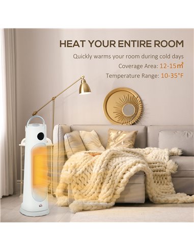 HOMCOM Electric Portable Ceramic Fan Heater with Thermostat, Timer, Overheat & Tip-over Protection, White