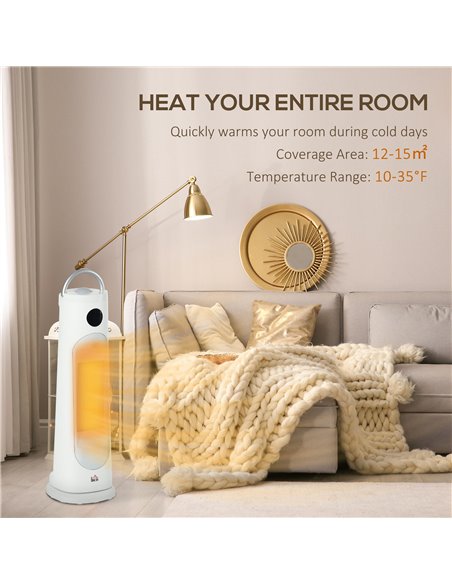 HOMCOM Electric Portable Ceramic Fan Heater with Thermostat, Timer, Overheat & Tip-over Protection, White - pic 28758 | FastDaddyshop
