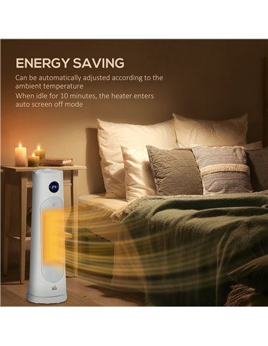 HOMCOM Electric Portable Ceramic Fan Heater with Thermostat, Timer, Overheat & Tip-over Protection, White