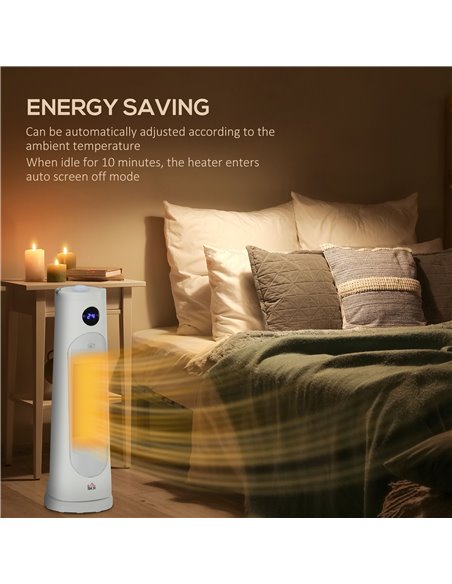 HOMCOM Electric Portable Ceramic Fan Heater with Thermostat, Timer, Overheat & Tip-over Protection, White - pic 28760 | FastDaddyshop