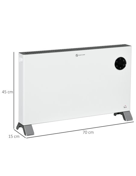 HOMCOM 2000W Electric Convector Heater with 3 Heat Settings, Adjustable Thermostat, Timer, White - pic 28763 | FastDaddyshop