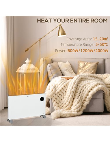 HOMCOM 2000W Electric Convector Heater, White 820-351V70WT