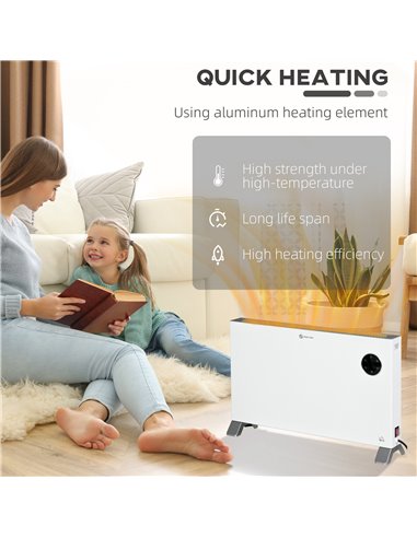 HOMCOM 2000W Electric Convector Heater, White 820-351V70WT