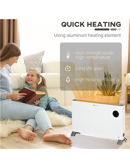 HOMCOM 2000W Electric Convector Heater, White 820-351V70WT - pic 28765 | FastDaddyshop