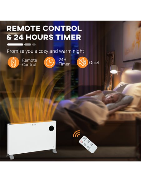 HOMCOM 2000W Electric Convector Heater with 3 Heat Settings, Adjustable Thermostat, Timer, White - pic 28766 | FastDaddyshop