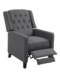 HOMCOM Wingback Recliner Chair for Home Theater, Button Tufted Microfibre Cloth Reclining Armchair with Leg Rest, Deep Grey