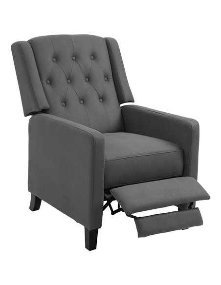 HOMCOM Wingback Recliner Chair for Home Theater, Button Tufted Microfibre Cloth Reclining Armchair with Leg Rest, Deep Grey - pic 28797 | FastDaddyshop