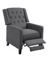 HOMCOM Wingback Recliner Chair for Home Theater, Button Tufted Microfibre Cloth Reclining Armchair with Leg Rest, Deep Grey