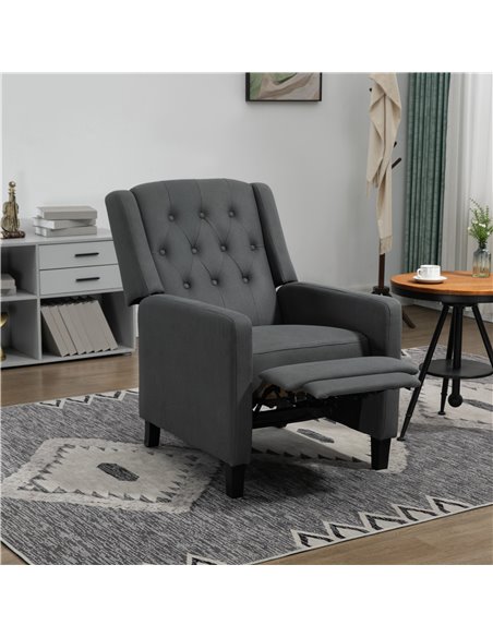 HOMCOM Wingback Recliner Chair for Home Theater, Button Tufted Microfibre Cloth Reclining Armchair with Leg Rest, Deep Grey - pic 28798 | FastDaddyshop