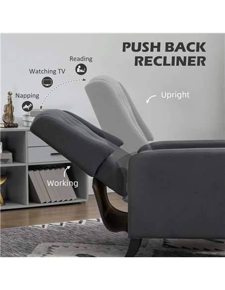 HOMCOM Button Tufted Cloth Wingback Recliner Chair, Deep Grey 839-864V70CG - pic 28800 | FastDaddyshop