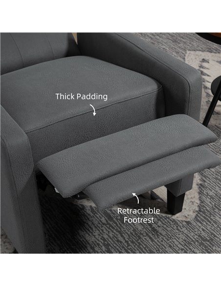 HOMCOM Wingback Recliner Chair for Home Theater, Button Tufted Microfibre Cloth Reclining Armchair with Leg Rest, Deep Grey - pic 28802 | FastDaddyshop