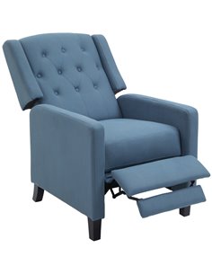 HOMCOM Wingback Recliner Chair for Home Theater, Button Tufted Microfibre Cloth Reclining Armchair with Leg Rest, Deep Blue