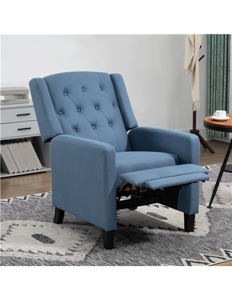 HOMCOM Wingback Recliner Chair for Home Theater, Button Tufted Microfibre Cloth Reclining Armchair with Leg Rest, Deep Blue - pic 28807 | FastDaddyshop