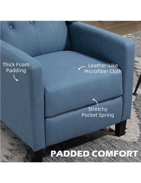HOMCOM Button Tufted Cloth Wingback Recliner Chair, Deep Blue 839-864V70DB - pic 28810 | FastDaddyshop