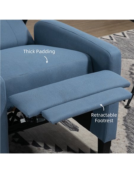 HOMCOM Wingback Recliner Chair for Home Theater, Button Tufted Microfibre Cloth Reclining Armchair with Leg Rest, Deep Blue - pic 28811 | FastDaddyshop
