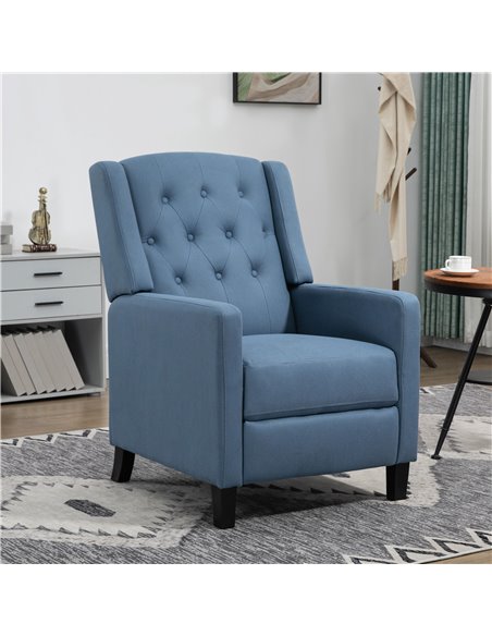 HOMCOM Wingback Recliner Chair for Home Theater, Button Tufted Microfibre Cloth Reclining Armchair with Leg Rest, Deep Blue - pic 28812 | FastDaddyshop