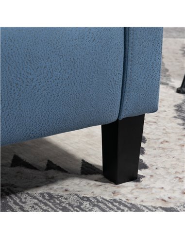 HOMCOM Wingback Recliner Chair for Home Theater, Button Tufted Microfibre Cloth Reclining Armchair with Leg Rest, Deep Blue