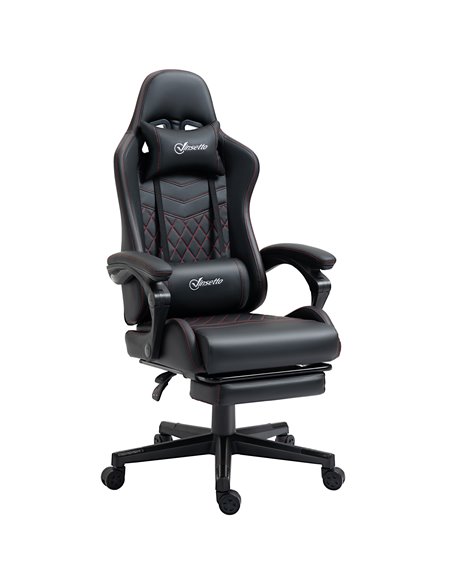 Vinsetto Racing Gaming Chair with Swivel Wheel, Footrest, Faux Leather Recliner Gamer Desk for Home Office, Black - pic 28833 | FastDaddyshop
