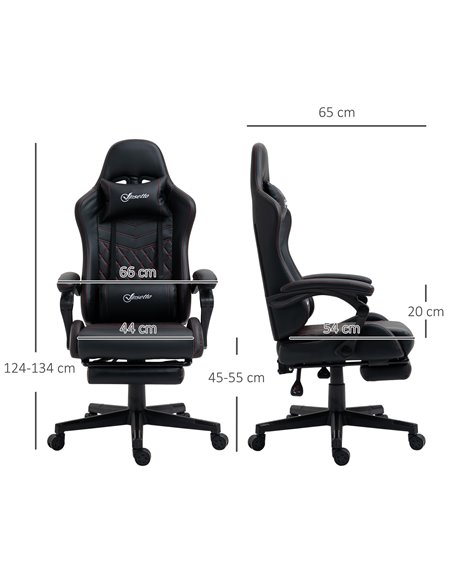Vinsetto Racing Gaming Chair with Swivel Wheel, Footrest, Faux Leather Recliner Gamer Desk for Home Office, Black - pic 28835 | FastDaddyshop