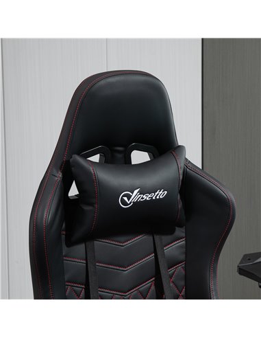 Vinsetto Racing Gaming Chair with Swivel Wheel, Footrest, Faux Leather Recliner Gamer Desk for Home Office, Black