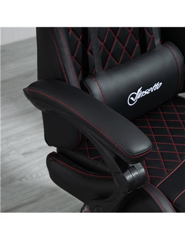 Vinsetto Racing Gaming Chair with Swivel Wheel, Footrest, Faux Leather Recliner Gamer Desk for Home Office, Black