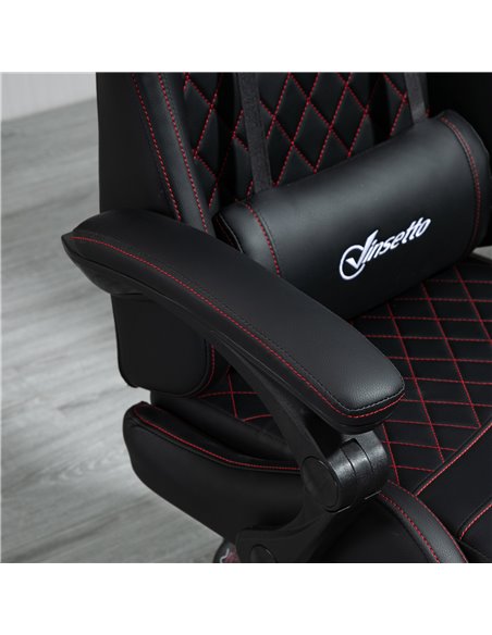 Vinsetto Racing Gaming Chair with Swivel Wheel, Footrest, Faux Leather Recliner Gamer Desk for Home Office, Black - pic 28841 | FastDaddyshop