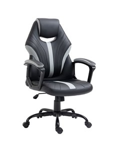 Vinsetto Racing Gaming Chair, Home Office Computer Desk Chair, Faux Leather Gamer Chair with Swivel Wheels, Black Grey