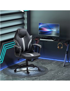 Vinsetto Racing Gaming Chair, Home Office Computer Desk Chair, Faux Leather Gamer Chair with Swivel Wheels, Black Grey 2
