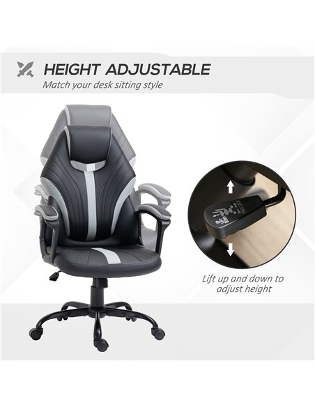 Vinsetto Faux Leather Gaming Computer Desk Chair, Black-Grey 921-392V71BK - pic 28845 | FastDaddyshop