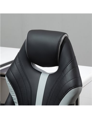 Vinsetto Racing Gaming Chair, Home Office Computer Desk Chair, Faux Leather Gamer Chair with Swivel Wheels, Black Grey