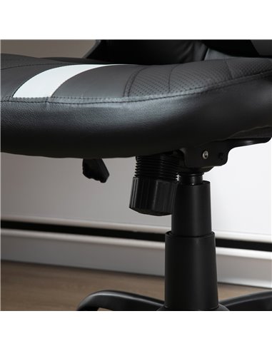 Vinsetto Racing Gaming Chair, Home Office Computer Desk Chair, Faux Leather Gamer Chair with Swivel Wheels, Black Grey