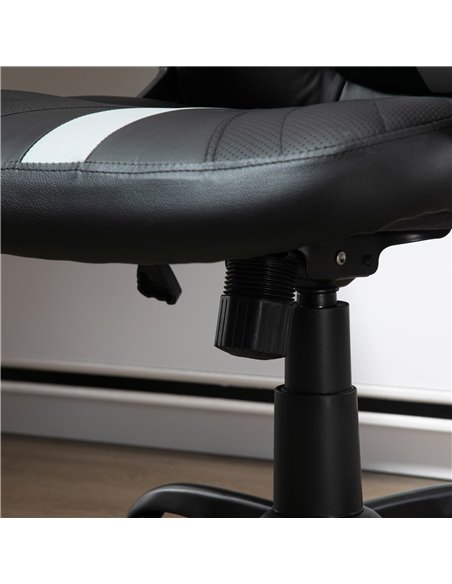 Vinsetto Racing Gaming Chair, Home Office Computer Desk Chair, Faux Leather Gamer Chair with Swivel Wheels, Black Grey - pic 28850 | FastDaddyshop
