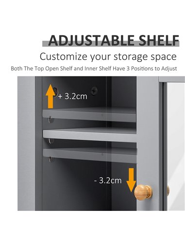 kleankin Bathroom Wall Mirror Cabinet, Cupboard with Door, Storage Cabinet with Adjustable Shelf for Corridors Living Rooms, Gre