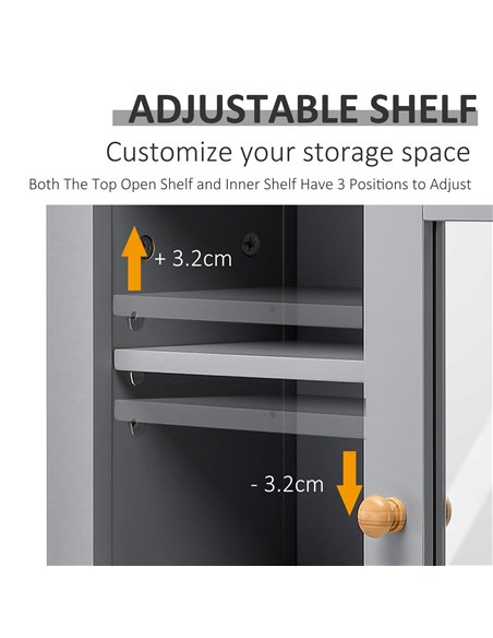 kleankin Bathroom Wall Mirror Cabinet, Cupboard with Door, Storage Cabinet with Adjustable Shelf for Corridors Living Rooms, Gre - pic 28855 | FastDaddyshop